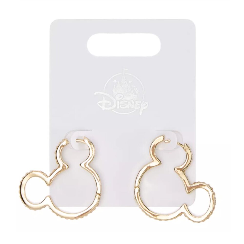 Disney Gold Mickey Mouse Hoop Earrings with Cubic Zirconia